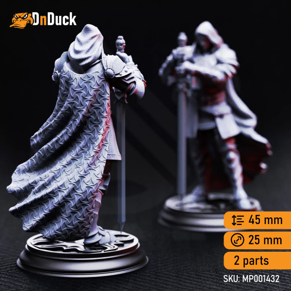 Buy 3d miniature Human Fighter / Paladin. Visage – The Faceless Knight. DnDuck Miniatures Store. 3D figures of characters, elves, monsters, bestiaries, landscape, dragons figures and accessories for role-playing games