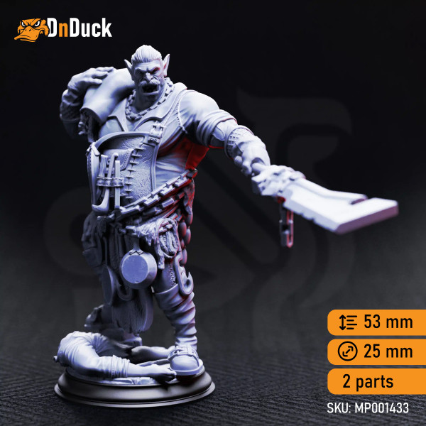 Buy 3d miniature Orc / Dhampir. Barbarian / Fighter. Gunthrak Destraz – Half-Orc Vampiric Chef. DnDuck Miniatures Store. 3D figures of characters, elves, monsters, bestiaries, landscape, dragons figures and accessories for role-playing games