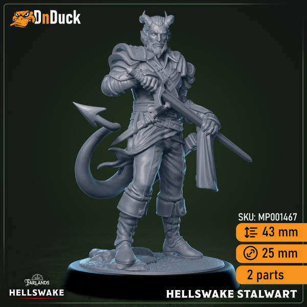 Buy 3d miniature Tiefling Fighter / Paladin. Hellswake Stalwart. DnDuck Miniatures Store. 3D figures of characters, elves, monsters, bestiaries, landscape, dragons figures and accessories for role-playing games