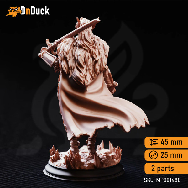 Buy 3d miniature Elf Fighter / Ranger. Estelia – Renegade Golden Griffin. DnDuck Miniatures Store. 3D figures of characters, elves, monsters, bestiaries, landscape, dragons figures and accessories for role-playing games