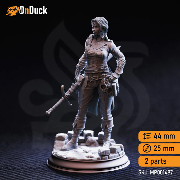 Buy 3d miniature Human Fighter. Lieutenant Gwendolen Proud – Senior Justiciar. DnDuck Miniatures Store. 3D figures of characters, elves, monsters, bestiaries, landscape, dragons figures and accessories for role-playing games