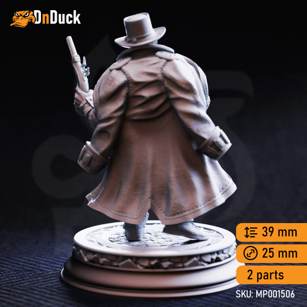 Buy 3d miniature Dwarf Fighter Torgrik “Tall Hat” – Dwarven Gunslinging Gangster. DnDuck Miniatures Store. 3D figures of characters, elves, monsters, bestiaries, landscape, dragons figures and accessories for role-playing games