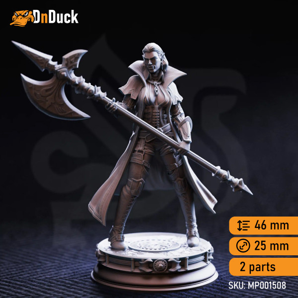 Buy 3d miniature Orc Fighter / Warlock Vika “Doll Lips” – Half-Orc Interrogator. DnDuck Miniatures Store. 3D figures of characters, elves, monsters, bestiaries, landscape, dragons figures and accessories for role-playing games