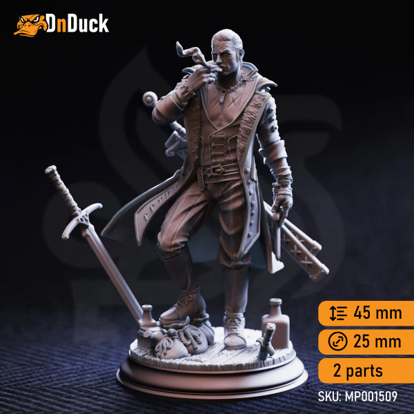 Buy 3d miniature Human Fighter / Ranger Vincent Nightingale – Boss of the Underkeeper. DnDuck Miniatures Store. 3D figures of characters, elves, monsters, bestiaries, landscape, dragons figures and accessories for role-playing games