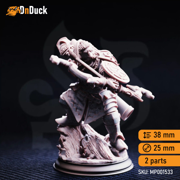 Buy 3d miniature Dwarf  Ranger Achtum of the Meadow – Ranger of Renmaeth. DnDuck Miniatures Store. 3D figures of characters, elves, monsters, bestiaries, landscape, dragons figures and accessories for role-playing games