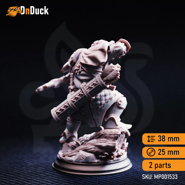 Buy 3d miniature Dwarf  Ranger Achtum of the Meadow – Ranger of Renmaeth. DnDuck Miniatures Store. 3D figures of characters, elves, monsters, bestiaries, landscape, dragons figures and accessories for role-playing games