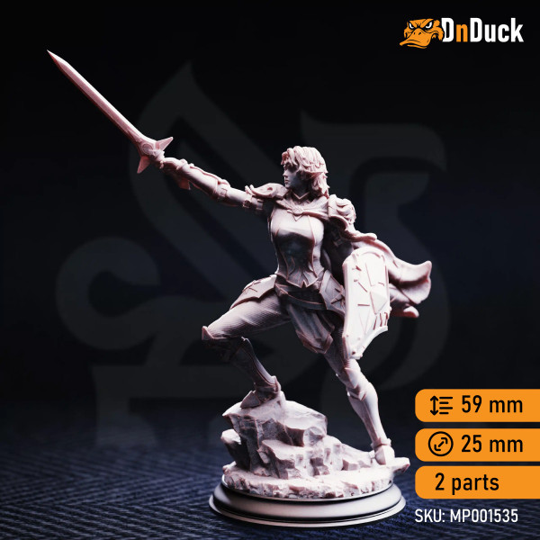 Buy 3D miniature Elf Fighter / Paladin. Hitalia – Paladin of Glanion. DnDuck Miniatures Store. 3D figures of characters, elves, monsters, bestiaries, landscape, dragons figures and accessories for role-playing games
