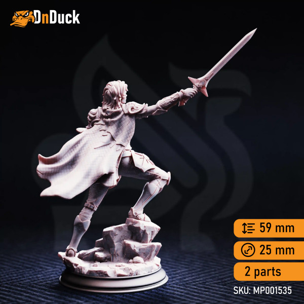 Buy 3D miniature Elf Fighter / Paladin. Hitalia – Paladin of Glanion. DnDuck Miniatures Store. 3D figures of characters, elves, monsters, bestiaries, landscape, dragons figures and accessories for role-playing games