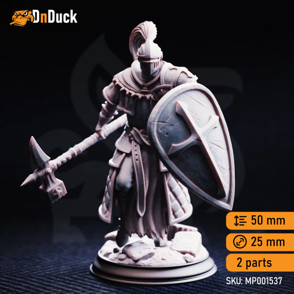 Buy 3d miniature Human Cleric / Fighter / Paladin Jeremus of Jochenia – Hammer of Horauthin. DnDuck Miniatures Store. 3D figures of characters, elves, monsters, bestiaries, landscape, dragons figures and accessories for role-playing games