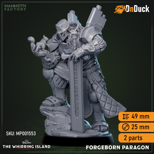Buy 3d miniature Construct Paladin. Forgeborn Paragon. DnDuck Miniatures Store. 3D figures of characters, elves, monsters, bestiaries, landscape, dragons figures and accessories for role-playing games