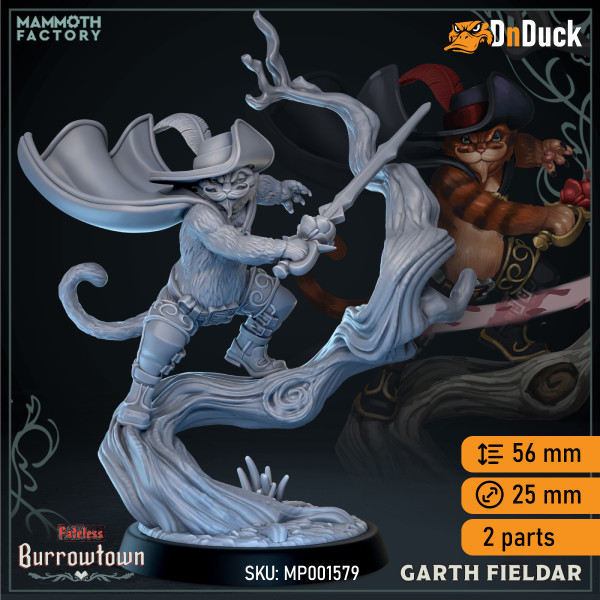 Buy 3d miniature Tabaxi Rogue / Bard. Garth Fieldar. DnDuck Miniatures Store. 3D figures of characters, elves, monsters, bestiaries, landscape, dragons figures and accessories for role-playing games
