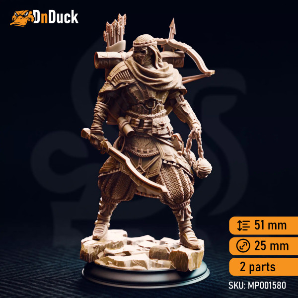 Buy 3d miniature Construct Ranger Anatolius of the Far Sands. DnDuck Miniatures Store. 3D figures of characters, elves, monsters, bestiaries, landscape, dragons figures and accessories for role-playing games