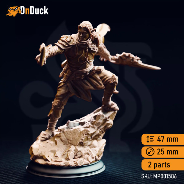 Buy 3d miniature Elf Fighter / Paladin Reyvith the Valiant – Valadhar Veteran. DnDuck Miniatures Store. 3D figures of characters, elves, monsters, bestiaries, landscape, dragons figures and accessories for role-playing games