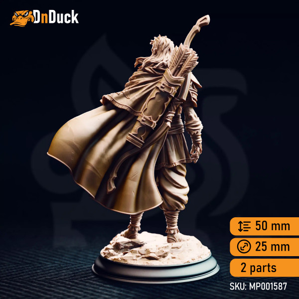Buy 3d miniature Elf Ranger Sactarin – Sun Elf Tracker. DnDuck Miniatures Store. 3D figures of characters, elves, monsters, bestiaries, landscape, dragons figures and accessories for role-playing games
