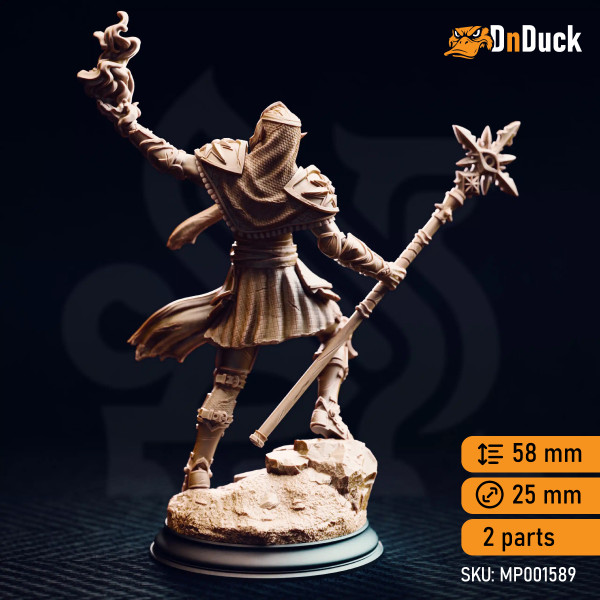 Buy 3d miniature Elf Sorcerer / Warlock Hand of Seroca – Dark Cult Leader. DnDuck Miniatures Store. 3D figures of characters, elves, monsters, bestiaries, landscape, dragons figures and accessories for role-playing games