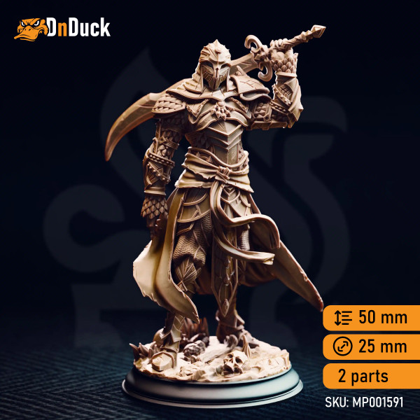 Buy 3d miniature Beastfolk / Elf Fighter / Warlock Theubian – Champion of the Serpent. DnDuck Miniatures Store. 3D figures of characters, elves, monsters, bestiaries, landscape, dragons figures and accessories for role-playing games