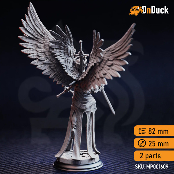 Buy 3d miniature Aasimar. Fighter / Rogue. Caerian the Inevitable. DnDuck Miniatures Store. 3D figures of characters, elves, monsters, bestiaries, landscape, dragons figures and accessories for role-playing games