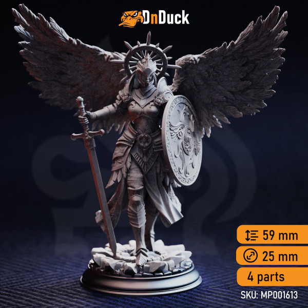 Buy 3d miniature Aasimar / Human. Fighter / Paladin. Soleria – The Judge. DnDuck Miniatures Store. 3D figures of characters, elves, monsters, bestiaries, landscape, dragons figures and accessories for role-playing games