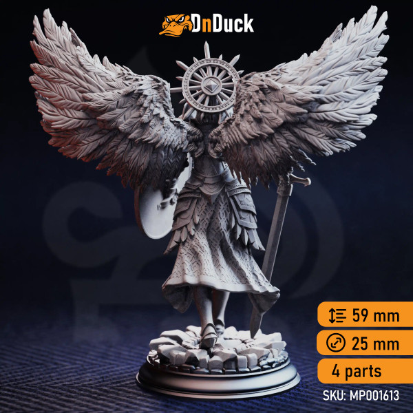 Buy 3d miniature Aasimar / Human. Fighter / Paladin. Soleria – The Judge. DnDuck Miniatures Store. 3D figures of characters, elves, monsters, bestiaries, landscape, dragons figures and accessories for role-playing games