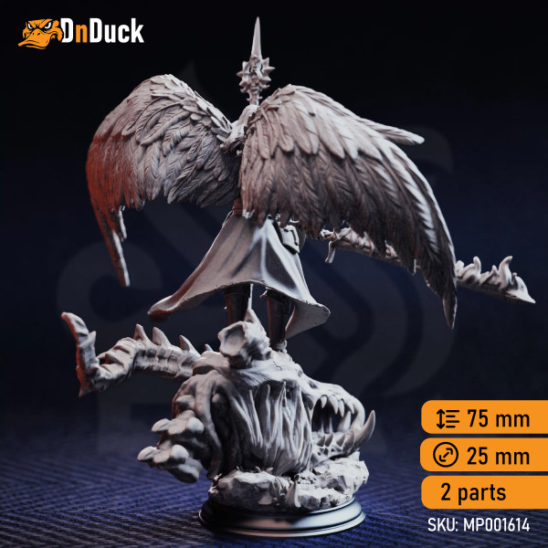 Buy 3d miniature Aasimar / Human. Fighter / Paladin. Tyrius the Reborn – Angel of Erdrydion. DnDuck Miniatures Store. 3D figures of characters, elves, monsters, bestiaries, landscape, dragons figures and accessories for role-playing games