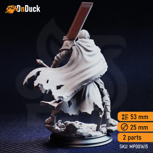 Buy 3d miniature Human. Fighter. Valoris the Unscathed – Immortal Warrior. DnDuck Miniatures Store. 3D figures of characters, elves, monsters, bestiaries, landscape, dragons figures and accessories for role-playing games