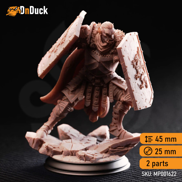 Buy 3d miniature Orc. Fighter. Trenon the Remade – Golden Griffin Vanguard. DnDuck Miniatures Store. 3D figures of characters, elves, monsters, bestiaries, landscape, dragons figures and accessories for role-playing games