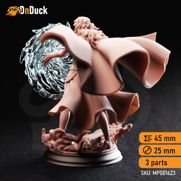 Buy 3d miniature Elf. Sorcerer / Warlock / Wizard. Tyria Ravensong – Unbridled Sorceress. DnDuck Miniatures Store. 3D figures of characters, elves, monsters, bestiaries, landscape, dragons figures and accessories for role-playing games