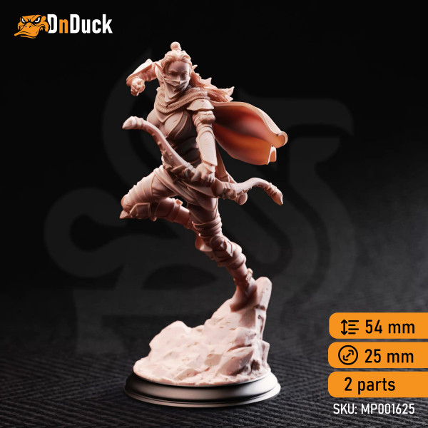 Buy 3d miniature Elf. Ranger. Virana – Devil Hunter. DnDuck Miniatures Store. 3D figures of characters, elves, monsters, bestiaries, landscape, dragons figures and accessories for role-playing games