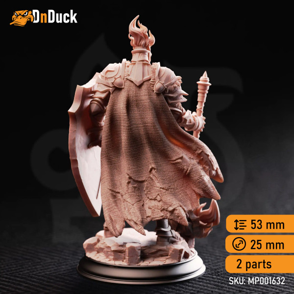 Buy 3d miniature Genasi. Paladin. Glancalion – Paladin of the First Flame. DnDuck Miniatures Store. 3D figures of characters, elves, monsters, bestiaries, landscape, dragons figures and accessories for role-playing games