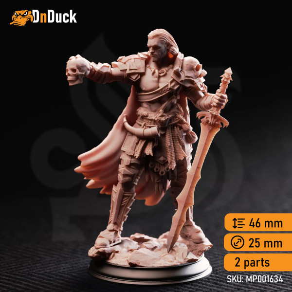Buy 3d miniature Human. Fighter. Corsicus – Swordsman of the North. DnDuck Miniatures Store. 3D figures of characters, elves, monsters, bestiaries, landscape, dragons figures and accessories for role-playing games