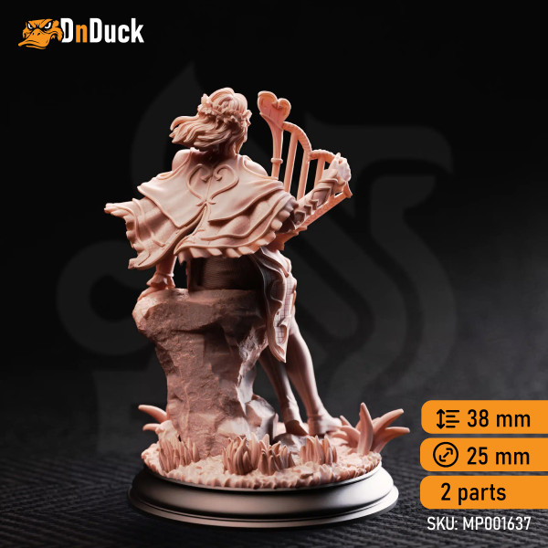 Buy 3d miniature Human. Bard. Mabel – Bard of Hearts. DnDuck Miniatures Store. 3D figures of characters, elves, monsters, bestiaries, landscape, dragons figures and accessories for role-playing games