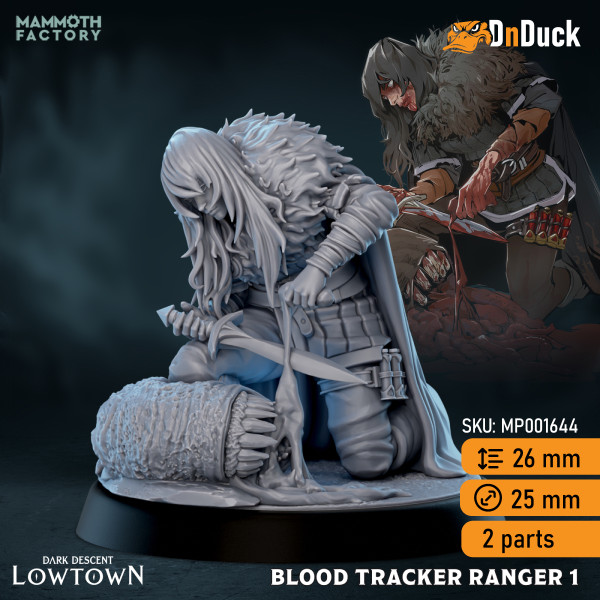 Buy 3d miniature Human. Ranger / Rogue. Sebira Mawbray, Blood Tracker Ranger. DnDuck Miniatures Store. 3D figures of characters, elves, monsters, bestiaries, landscape, dragons figures and accessories for role-playing games