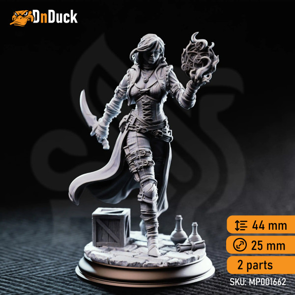 Купити 3d miniature Human. Rogue. Kira Solseth – Rogue of the Arcane. Магазин DnDuck. 3D фігурки персонажів, ельфів, чудовиськ, бестіарій, ландшафтні фігурки та аксесуари для рольових ігор