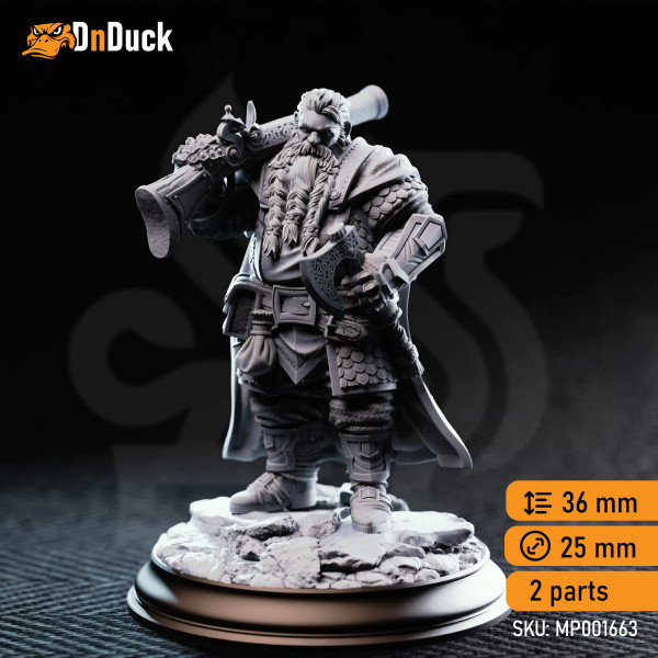 Купити 3d miniature Dwarf. Ranger / Fighter. Nilyerg Sureshot – Dwarven Marksman. Магазин DnDuck. 3D фігурки персонажів, ельфів, чудовиськ, бестіарій, ландшафтні фігурки та аксесуари для рольових ігор