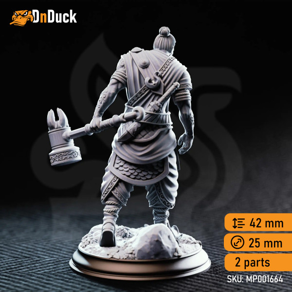Buy 3d miniature Human. Barbarian / Fighter / Paladin. Sindan the Southern Hammer. DnDuck Miniatures Store. 3D figures of characters, elves, monsters, bestiaries, landscape, dragons figures and accessories for role-playing games