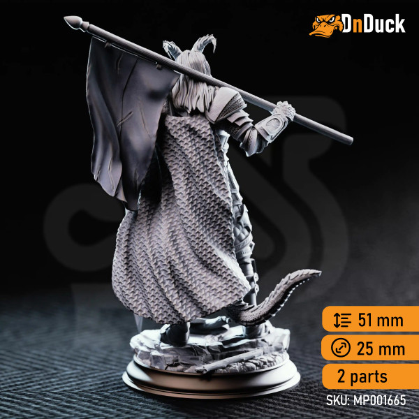 Купити 3d miniature Tiefling. Fighter / Paladin. The Captain – Tiefling Veteran Soldier. Магазин DnDuck. 3D фігурки персонажів, ельфів, чудовиськ, бестіарій, ландшафтні фігурки та аксесуари для рольових ігор