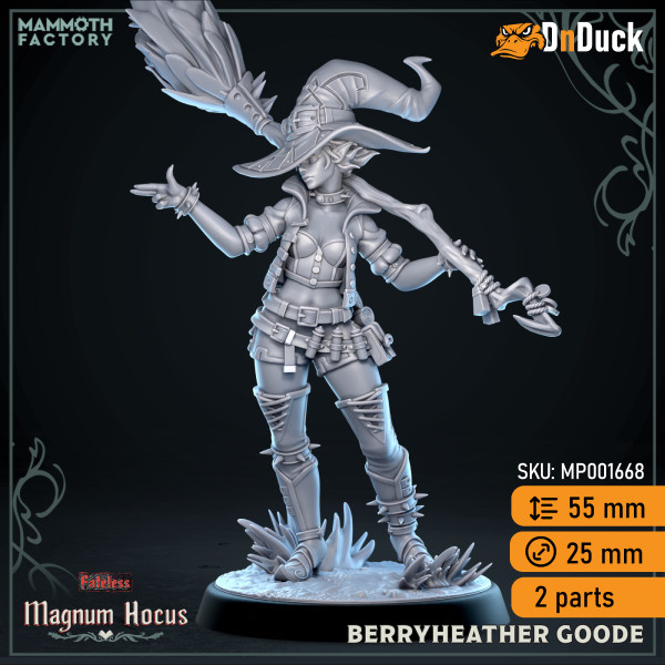Buy 3d miniature  Elf. Warlock / Sorcerer. Berryheather Goode. DnDuck Miniatures Store. 3D figures of characters, elves, monsters, bestiaries, landscape, dragons figures and accessories for role-playing games