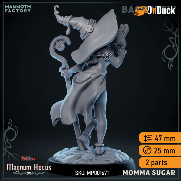Buy 3d miniature Human. Sorcerer / Wizard. Momma Shugga. DnDuck Miniatures Store. 3D figures of characters, elves, monsters, bestiaries, landscape, dragons figures and accessories for role-playing games