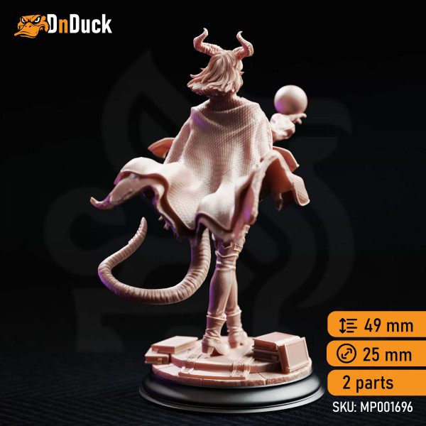 Buy 3d miniature Tiefling. Sorcerer / Wizard. Ivy Dupré – Student of Enchantment. DnDuck Miniatures Store. 3D figures of characters, elves, monsters, bestiaries, landscape, dragons figures and accessories for role-playing games