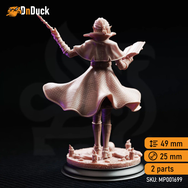 Buy 3d miniature Elf. Wizard / Warlock. Margaux Delecour – Headmistress. DnDuck Miniatures Store. 3D figures of characters, elves, monsters, bestiaries, landscape, dragons figures and accessories for role-playing games