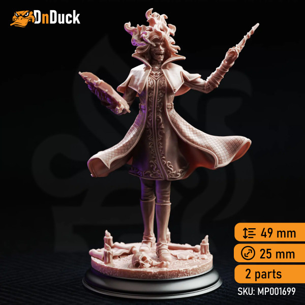 Buy 3d miniature Elf. Wizard / Warlock. Margaux Delecour – Headmistress. DnDuck Miniatures Store. 3D figures of characters, elves, monsters, bestiaries, landscape, dragons figures and accessories for role-playing games