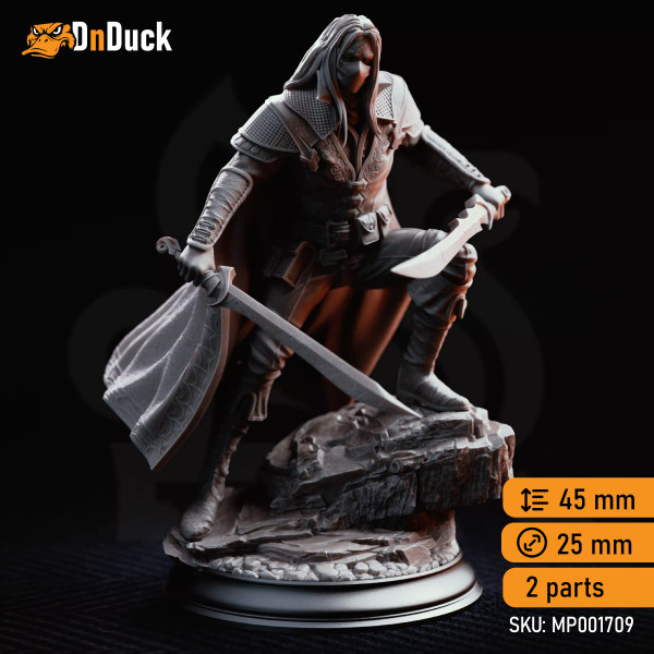 Buy 3d miniature Human. Fighter / Paladin / Rogue. Mayor Severin Linhardt – Retired Hexhunter. DnDuck Miniatures Store. 3D figures of characters, elves, monsters, bestiaries, landscape, dragons figures and accessories for role-playing games