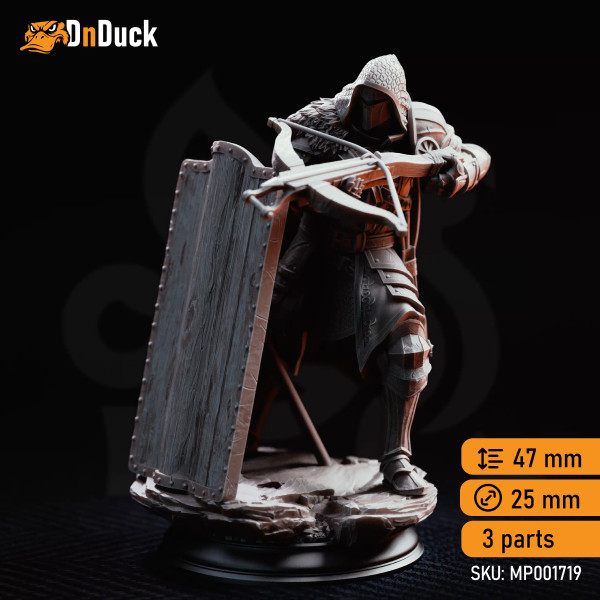 Buy 3d miniature Human. Fighter / Ranger. Erik of the Scarlett Road – Crossbow Knight. DnDuck Miniatures Store. 3D figures of characters, elves, monsters, bestiaries, landscape, dragons figures and accessories for role-playing games