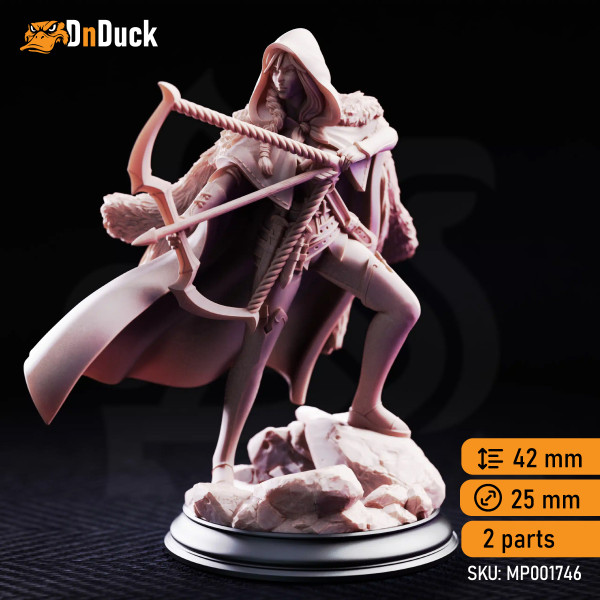 Buy 3d miniature Human. Ranger. The Crimson Hood – Brigand of the Woods. DnDuck Miniatures Store. 3D figures of characters, elves, monsters, bestiaries, landscape, dragons figures and accessories for role-playing games