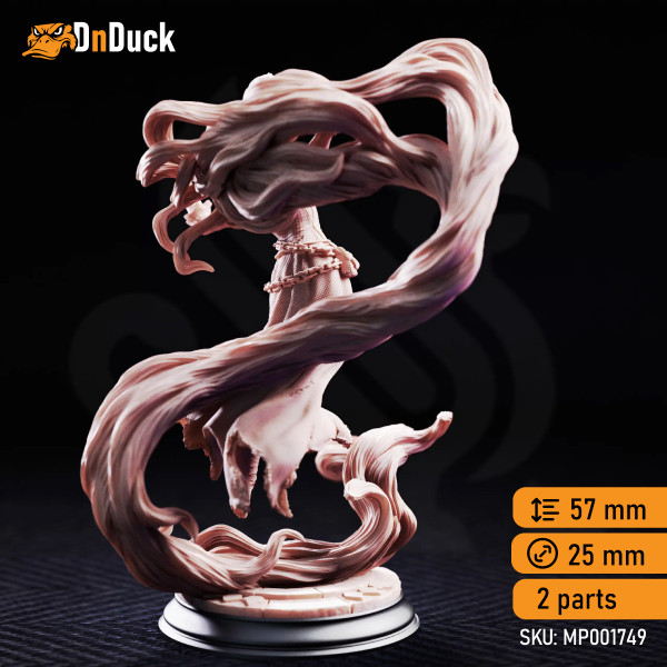 Buy 3d miniature Human / Dhampir / Genasi. Sorcerer / Wizard. Rapunzel the Mad – Broken Princess. DnDuck Miniatures Store. 3D figures of characters, elves, monsters, bestiaries, landscape, dragons figures and accessories for role-playing games