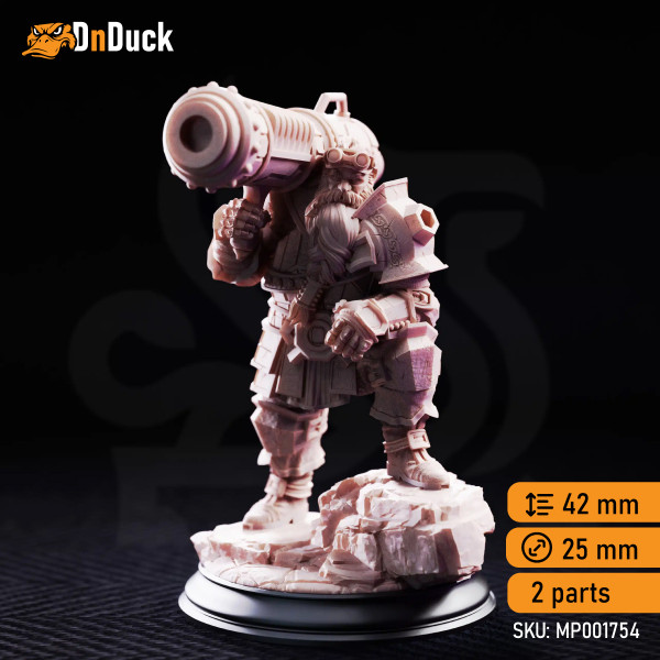 Buy 3d miniature Dwarf. Artificer. Rook – Dwarven Cannoneer. DnDuck Miniatures Store. 3D figures of characters, elves, monsters, bestiaries, landscape, dragons figures and accessories for role-playing games