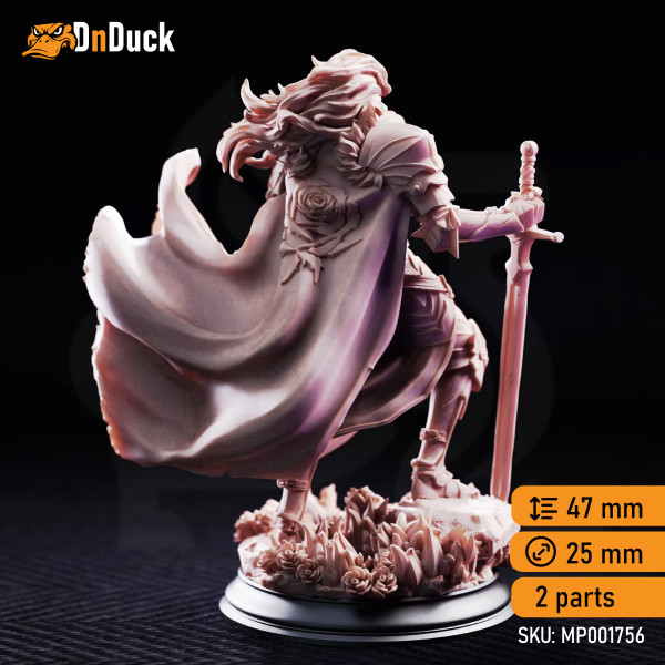 Buy 3d miniature Human. Fighter / Paladin. Prince Charming – Noble Knight. DnDuck Miniatures Store. 3D figures of characters, elves, monsters, bestiaries, landscape, dragons figures and accessories for role-playing games
