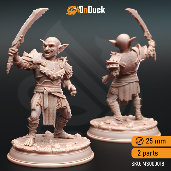 Buy 3d miniature Goblin. Urkadu Goblins, Goblin Bandits. DnDuck Miniatures Store. 3D figures of characters, elves, monsters, bestiaries, landscape, dragons figures and accessories for role-playing games