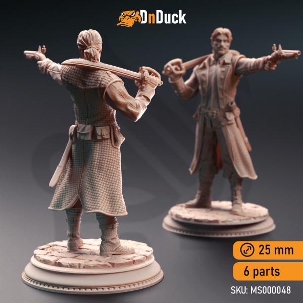 Buy 3d miniature Humanoid. Bandit Swashbuckler Thugs - Rossa Cartel Enforcers. DnDuck Miniatures Store. 3D figures of characters, elves, monsters, bestiaries, landscape, dragons figures and accessories for role-playing games