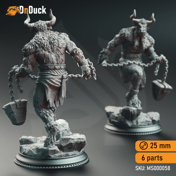 Buy 3d miniature Beastfolk / Minotaur. Minotaur Warriors of the Labrinth's Depths. DnDuck Miniatures Store. 3D figures of characters, elves, monsters, bestiaries, landscape, dragons figures and accessories for role-playing games